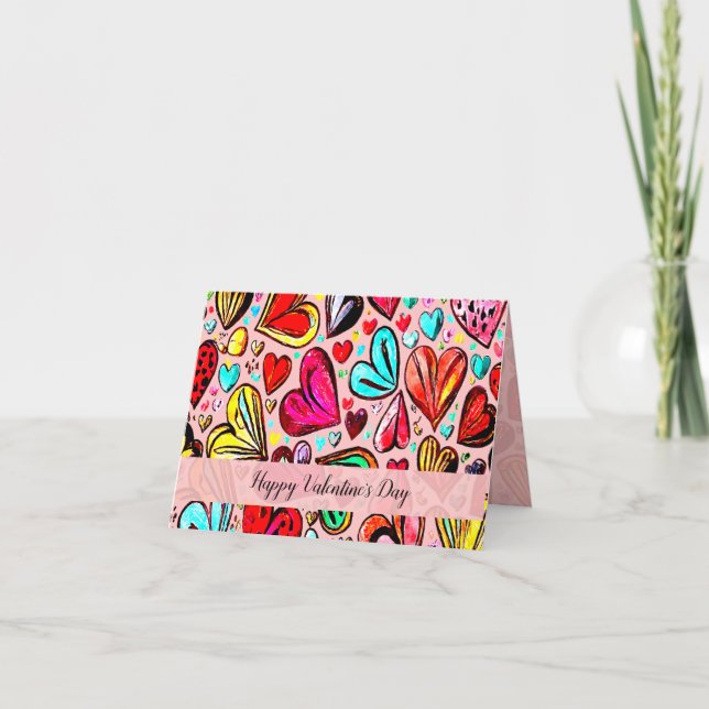 CARTÃO EU AMO VOCÊ ESTAMPA DE PADRÃO CORAÇÃO FUNKY (Frente)