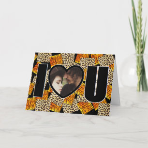 Cartão Eu Amo Você Fotos Personalizadas Estampa de Leopar