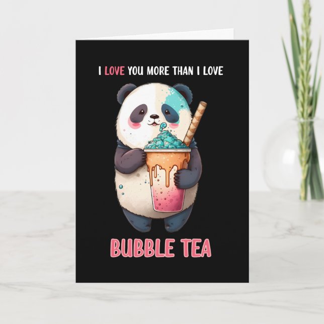 Cartão Eu amo você mais do que bubble tea boba panda card (Frente)