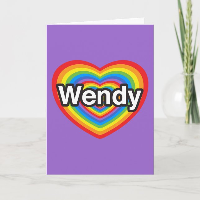 Cartão Eu amo Wendy. Eu te amo Wendy. Coração (Frente)
