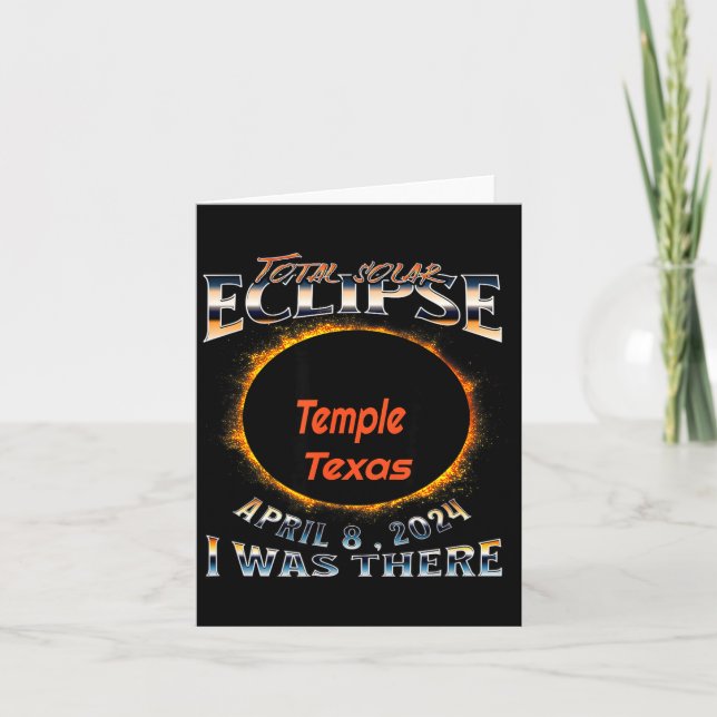 Cartão Eu Camisa Eclipse Solar Templo Texas Lá (Frente)
