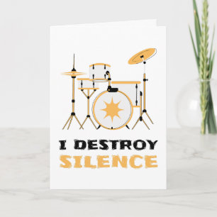 Cartão Eu Destruo Silence Funny Drummer