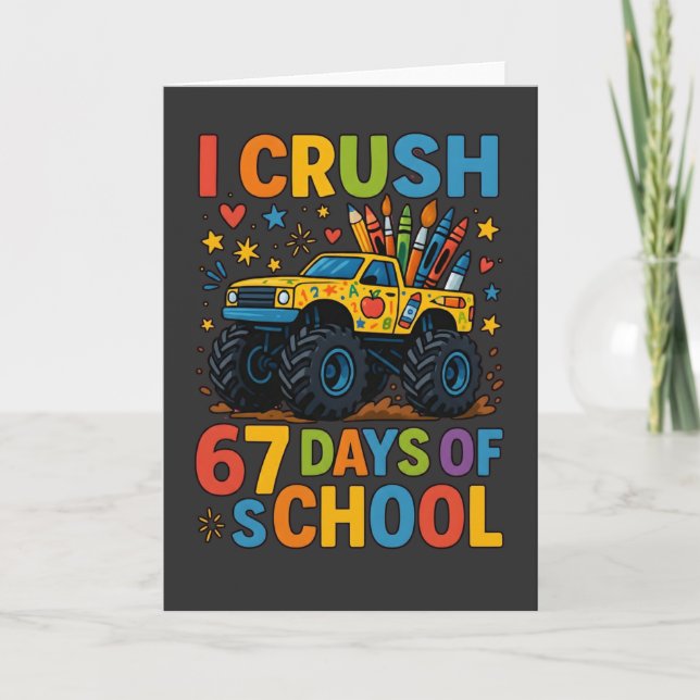 Cartão Eu Esmago 67 Dias de Caminhão Monstro da Escola Fo (Frente)