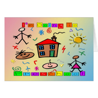 Cartão Eu estou indo ao pré-escolar