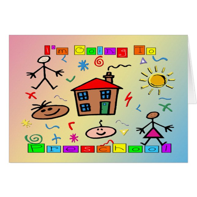 Cartão Eu estou indo ao pré-escolar (Frente Horizontal)