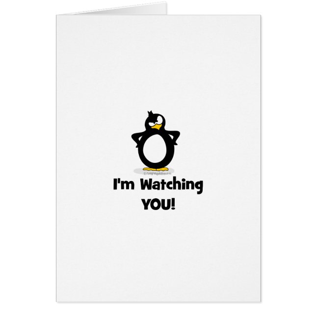 Cartão Eu estou olhando-o pinguim (Frente)