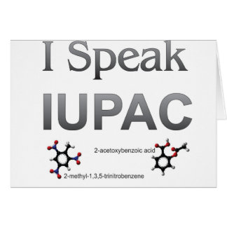 Cartão Eu falo a nomenclatura da química de IUPAC