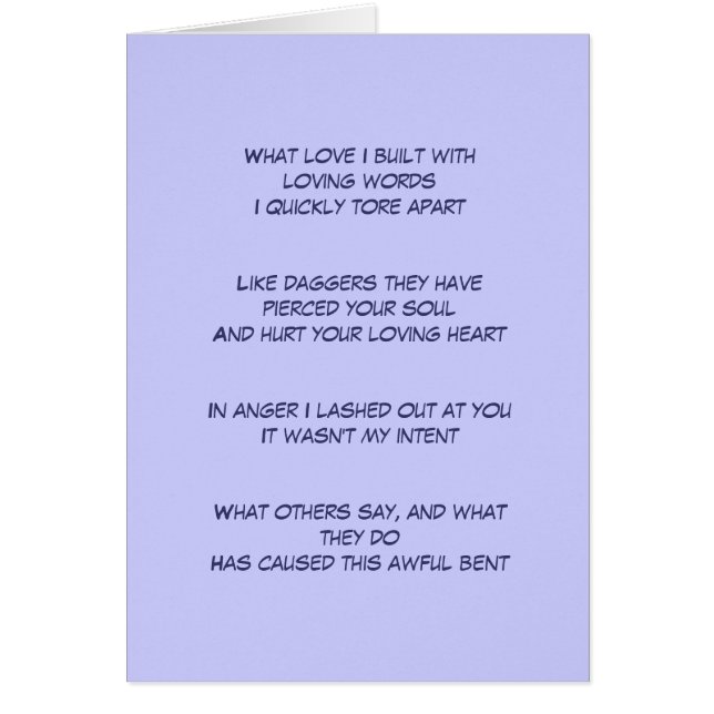 Cartão Eu feri seu coração (Frente)