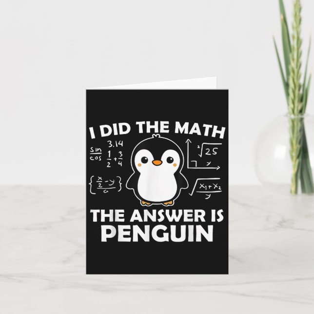 Cartão Eu Fiz A Matemática Engraçada Pinguim Responder Bo (Frente)