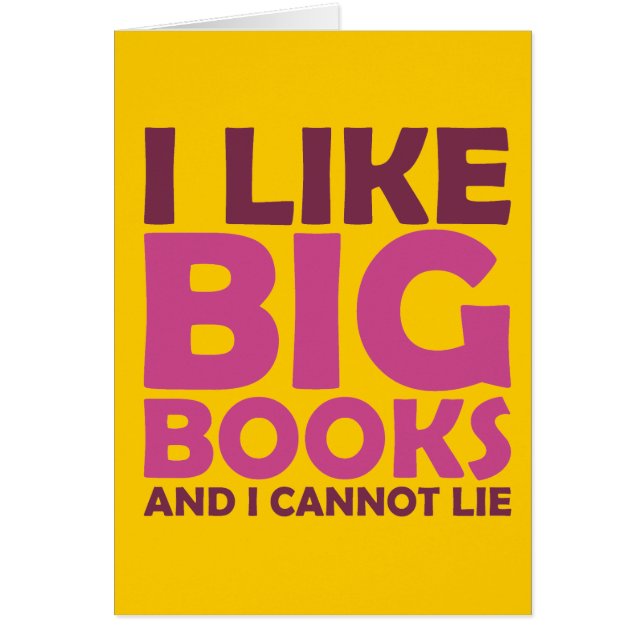 Cartão Eu gosto de livros grandes e eu não posso (Frente)