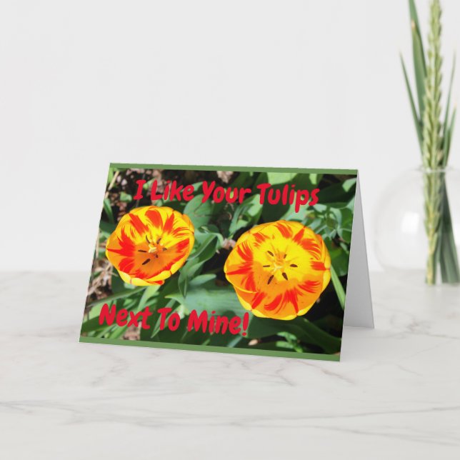 Cartão Eu gosto de suas tulipas ao lado de minhas (Frente)