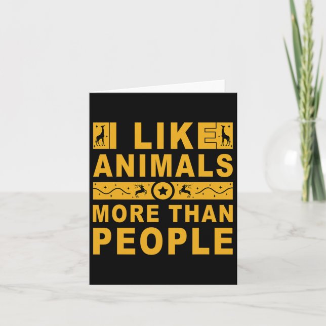 Cartão Eu Gosto Mais de Animais do que de Pessoas 3  (Frente)