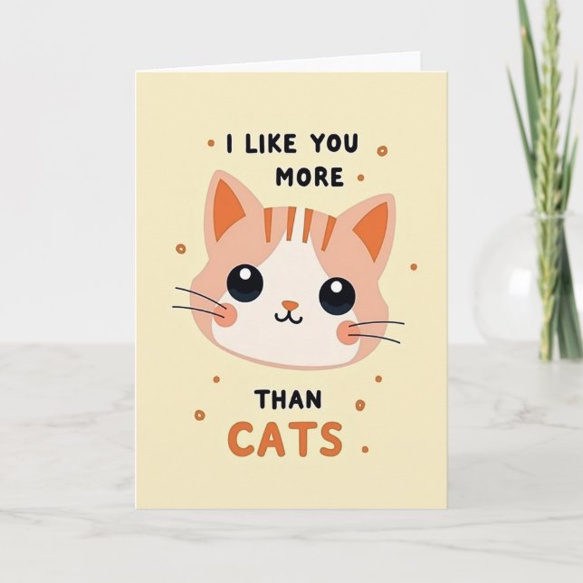 Cartão Eu Gosto Mais de Você do que de Gatos (Frente)