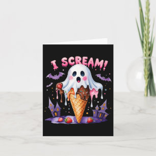 Cartão Eu Gritar Sorvete Fantasma Halloween Bela Arte Eng