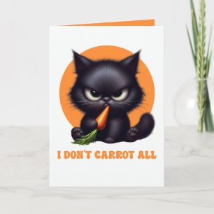 Cartão Eu Não Me Importo Com Cenoura Punho de Gato Preto