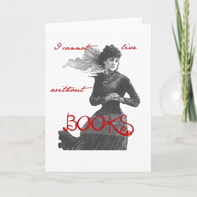 Cartão Eu não posso viver sem os livros (Frente)