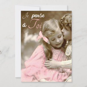 Cartão Eu penso em Ti - amor vintage