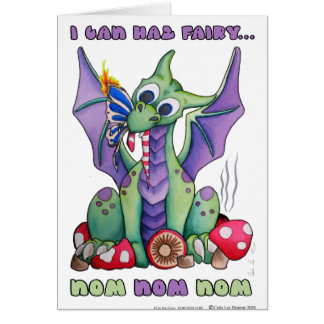 Cartão Eu posso dragão bonito do bebê da fada NOM NOM NOM