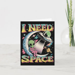 Cartão Eu Preciso Astronomia Espacial Alien Retro 