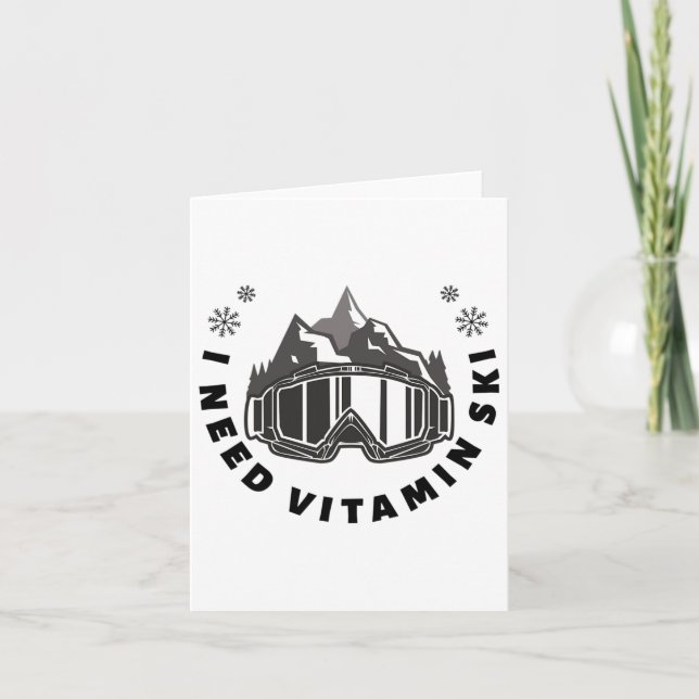 Cartão Eu Preciso de Vitaminas Esqui  (Frente)