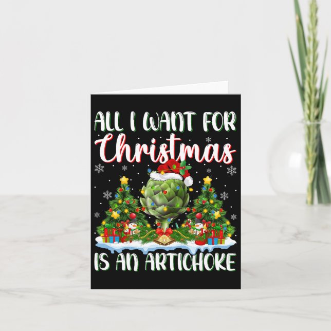 Cartão Eu Quero O Natal É Um Artichoke Xmas Tree Ligh (Frente)