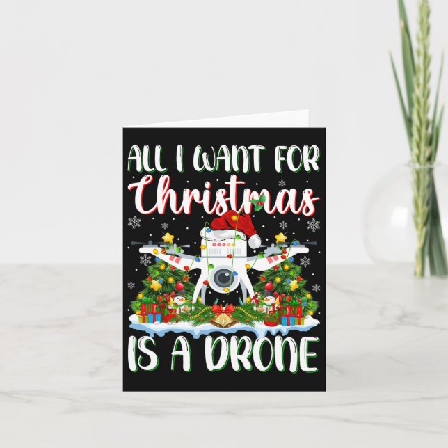 Cartão Eu Quero O Natal É Um Drone Xmas Tree Lights (Frente)