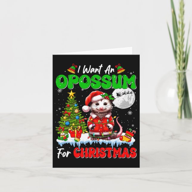 Cartão Eu Quero Um gambá Para Papais noeis De Natal Flor (Frente)