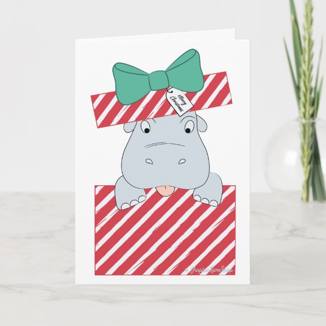 Cartão Eu Quero um Hipopótamo no Natal (Frente)