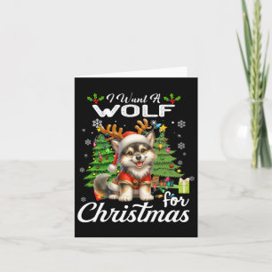 Cartão Eu Quero Um Lobo Para A Boneca De Natal.