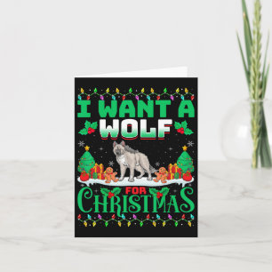 Cartão Eu Quero Um Lobo Para A Neve Da Árvore De Natal