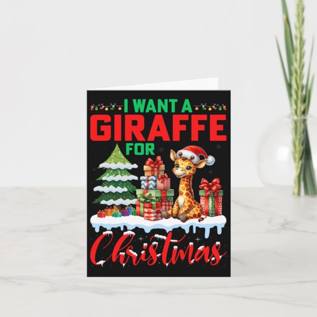 Cartão Eu Quero Uma Girafa Para O Natal - Giraffe Lover X (Frente)
