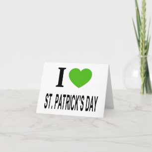 Cartão Eu ❤️ RUAS. PATRICKS DAY com coração verde