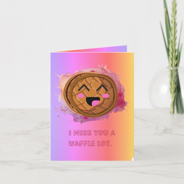 Cartão Eu Sinto Saudade de Você Um Montão de Waffle Piada (Frente)