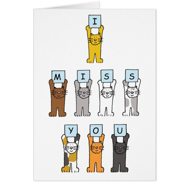 Cartão Eu Sinto Sua Falta Gatinhos Fofo Cartoon (Frente)