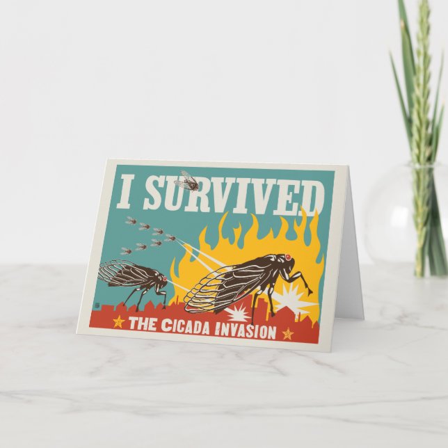 Cartão Eu Sobrevivi à Invasão de Cicada (Frente)