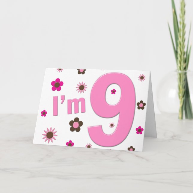 Cartão Eu Sou 9 Flores Rosa e Marrom (Frente)
