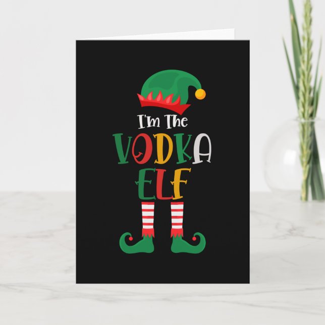 Cartão Eu Sou O Elfo De Vodka Natal Combinando (Frente)