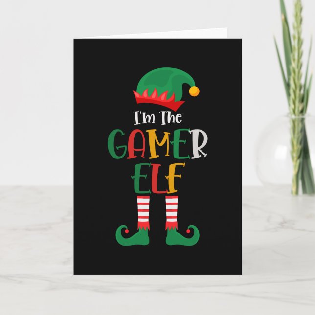 Cartão Eu Sou O Elfo Gamer De Natal Combinado (Frente)
