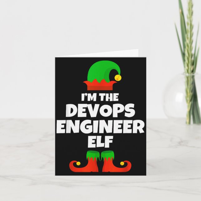Cartão Eu Sou O Engenheiro Devops Elfo Família Pijama Nat (Frente)