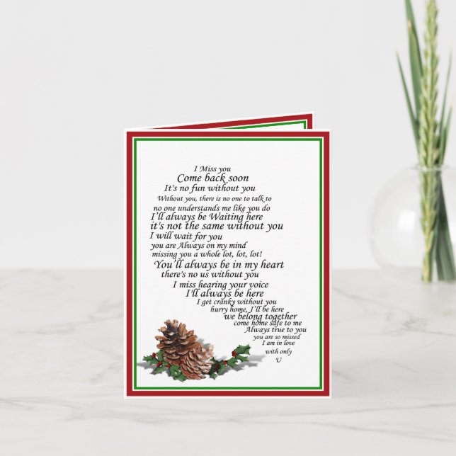 Cartão Eu também sinto sua falta de texto, em metade do N (Frente)