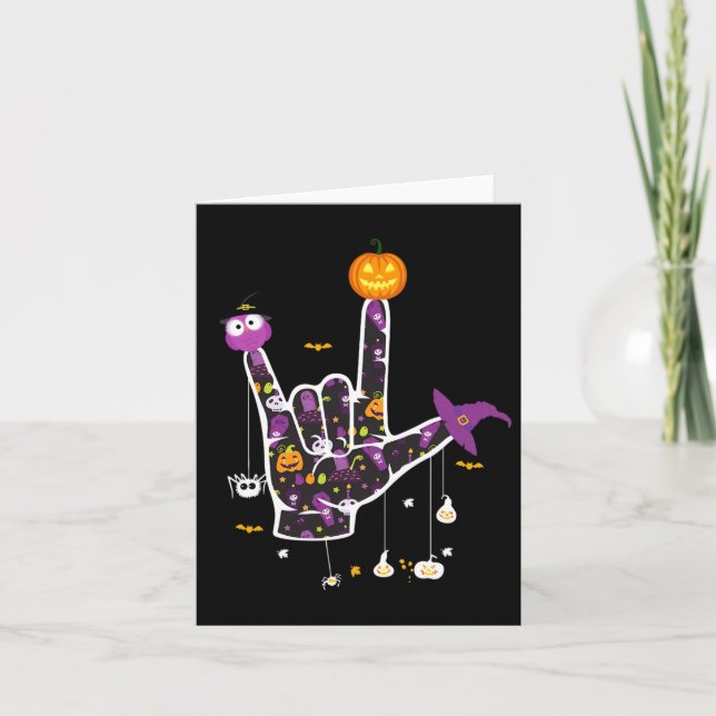 Cartão Eu Te Amo A Dizer Halloween Sinal Idioma Halloween (Frente)