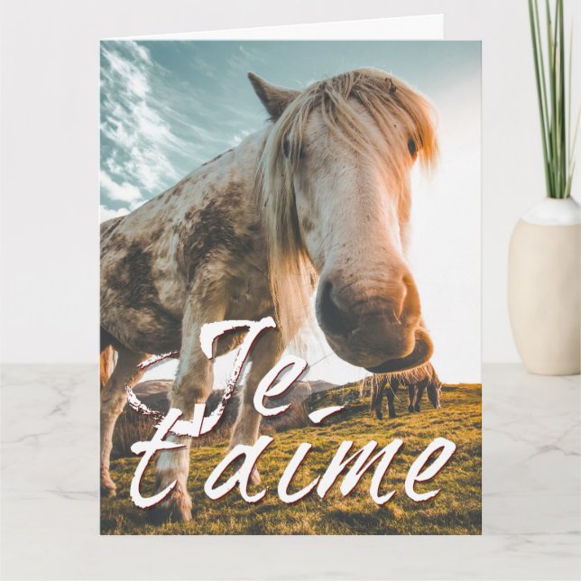 Cartão Eu te amo com cavalo olhado (Frente)