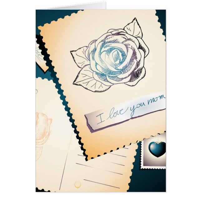 Cartão Eu te amo mãe, carta (Frente)