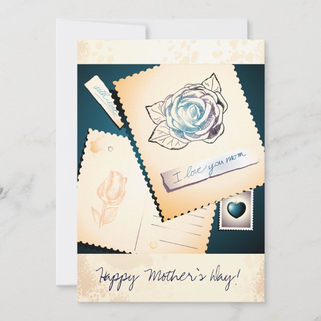 Cartão Eu te amo mãe, carta (Frente)