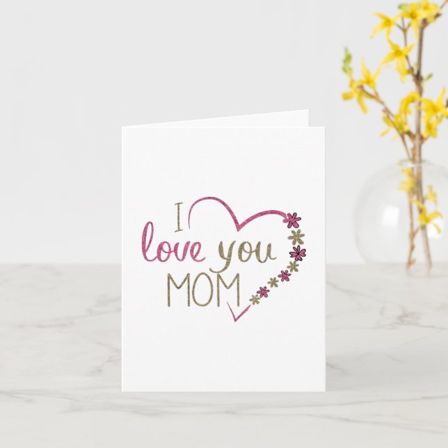 Cartão Eu Te Amo Mãe Dia das Mães (Flor Amarela)