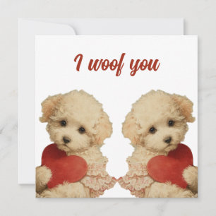 Cartão Eu te amo Mensagem de Amor de Cachorrinho Antigo