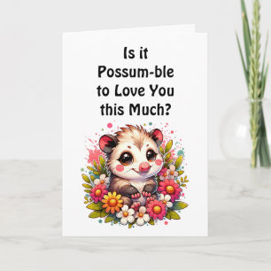 Cartão Eu Te Amo   Possum Romântico e Fofo