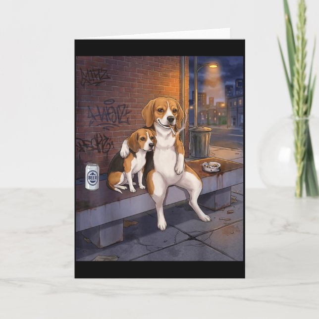 Cartão Eu Tenho Esse Cachorro Em Mim Piada Beagle Bebendo (Frente)