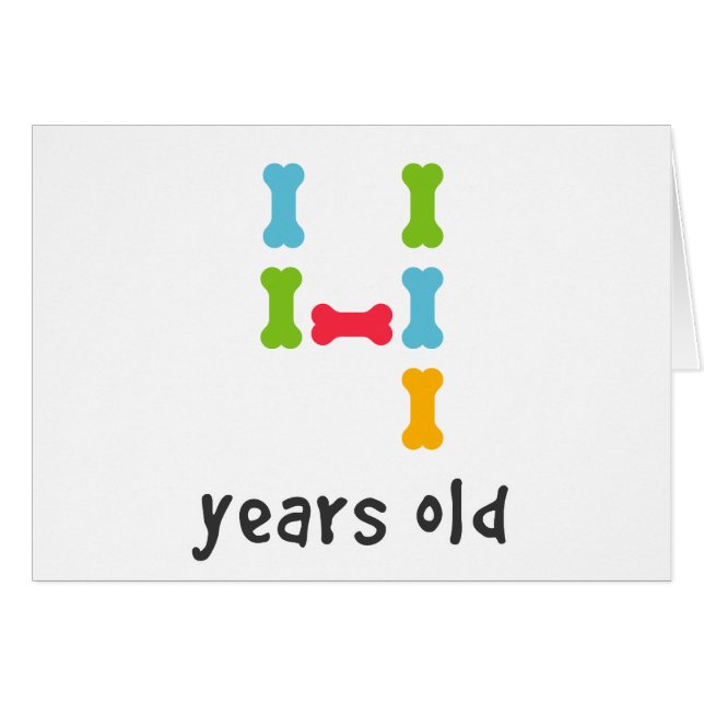 Cartão Eu tenho quatro anos (Frente Horizontal)