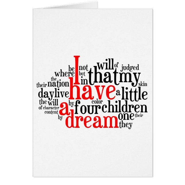 Cartão Eu tenho um sonho em Tagxedo (Frente)